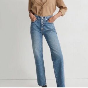 Madewell Jeans The Perfect Vintage Straight Button Fly Split Hem Denim Size 30